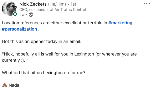 Nick Zeckets bad personalized marketing