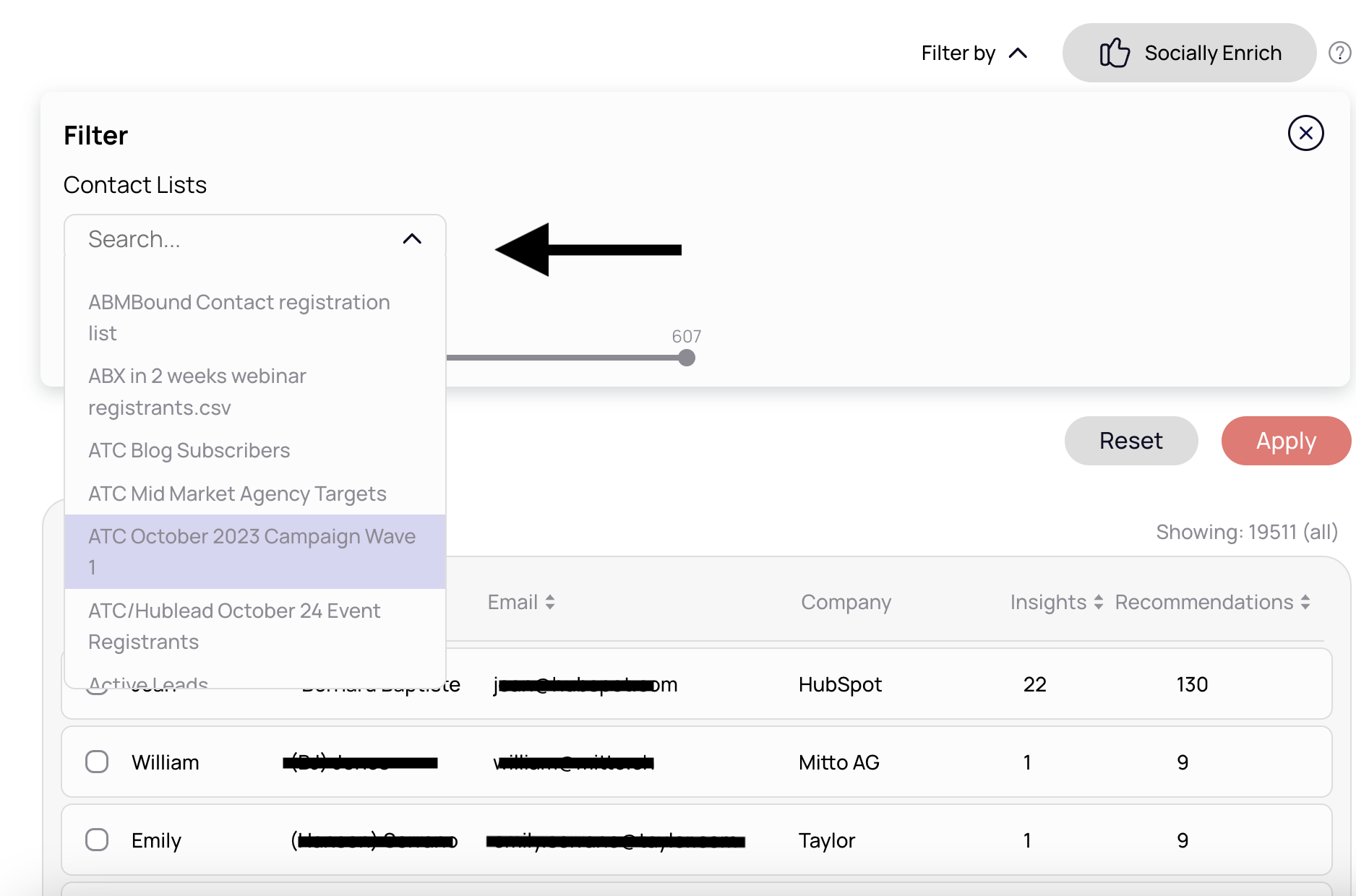 filterbycontactlist